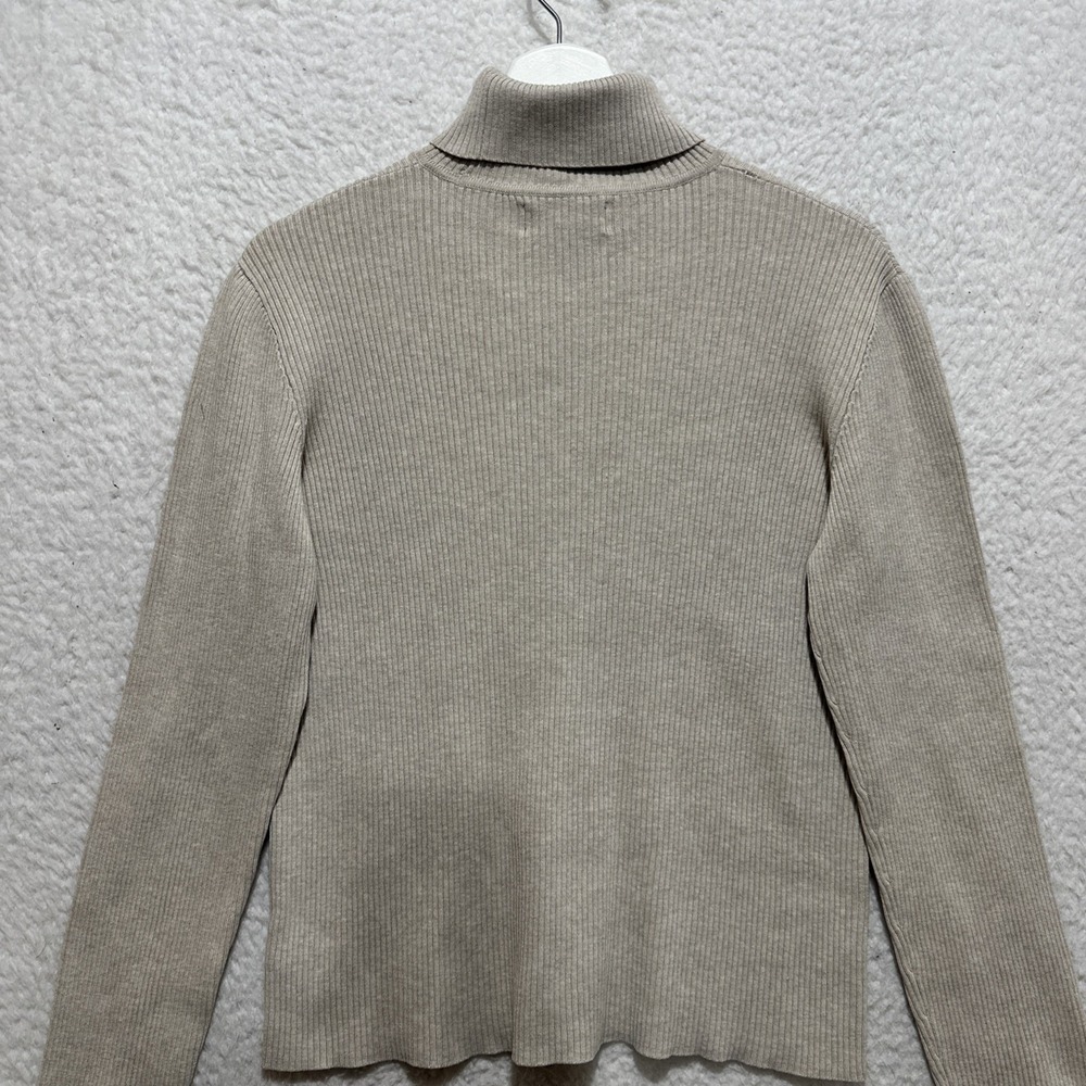 Ralph Lauren LRL Beige Turtle Neck Sweater Ribbed Women's Size M Long Sleeve - Picture 5 of 9